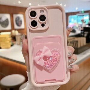 Brand New Pink Glitter Heart iPhone16 Case